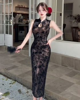 Lace tight dress long bottoming cheongsam