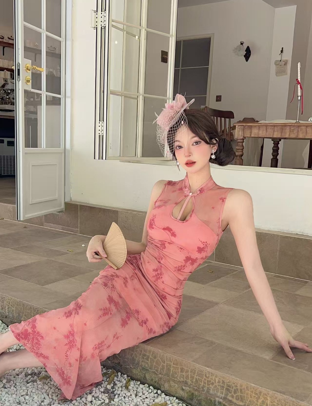 Lace tight dress long bottoming cheongsam