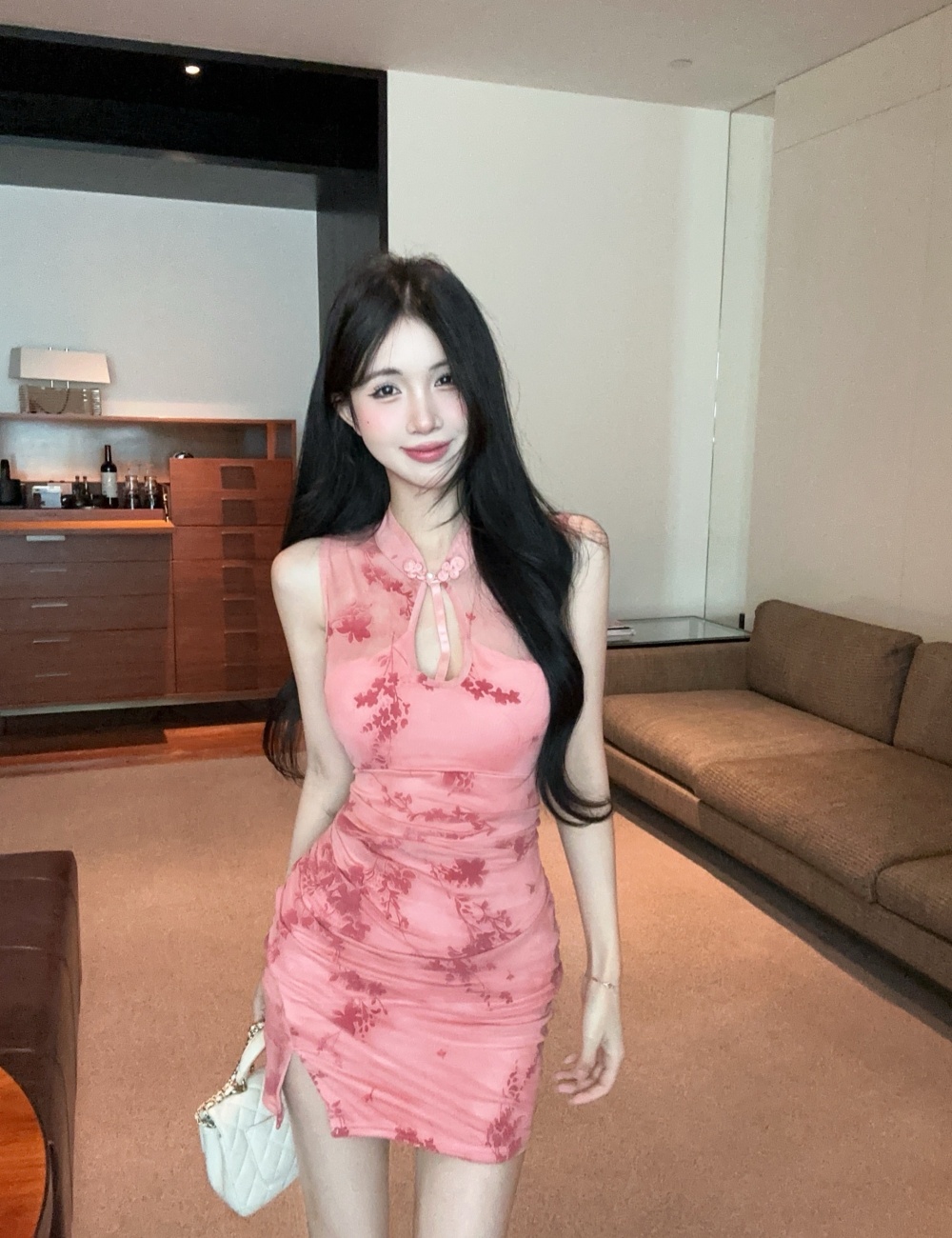 Bottoming short dress elasticity package hip cheongsam