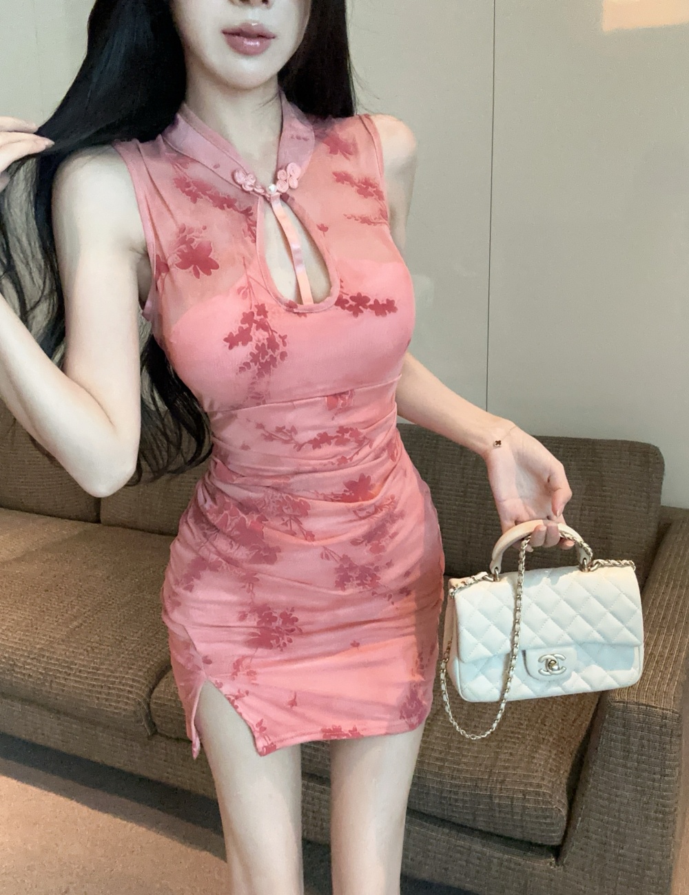 Bottoming short dress elasticity package hip cheongsam