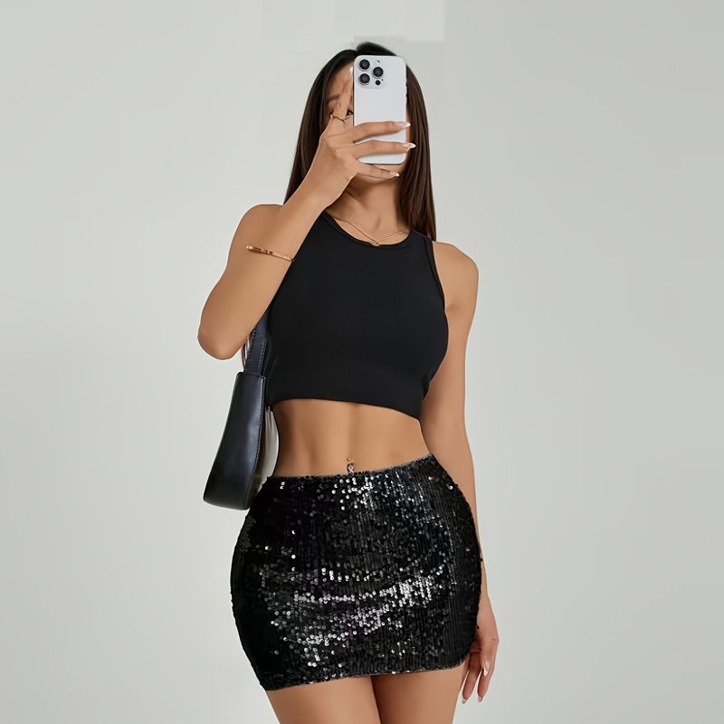 Black autumn and winter short skirt party skirt for women