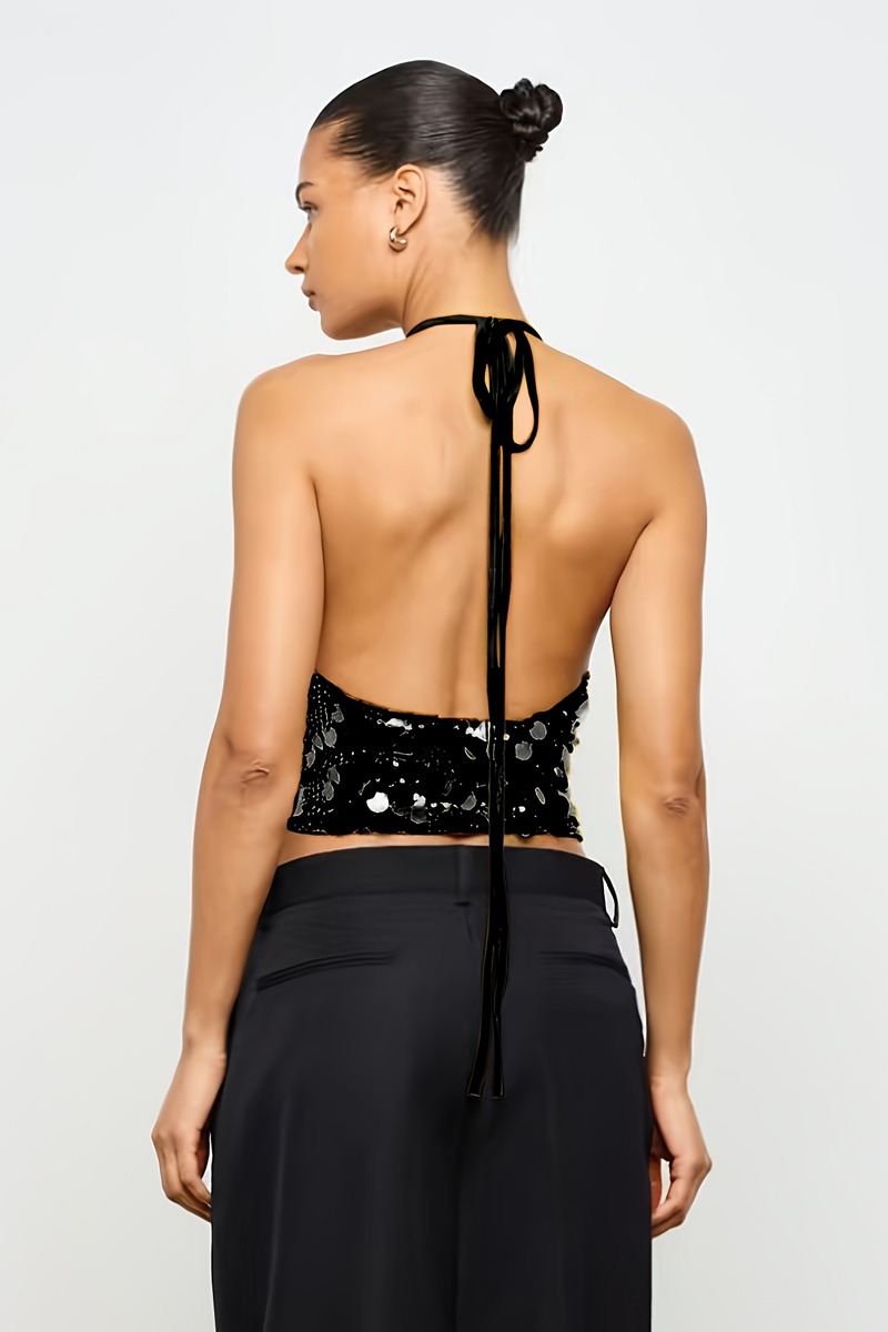 Party big sequins sling tops tight shiny vest for women