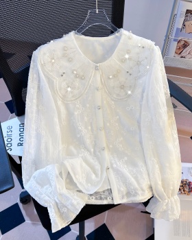 Doll collar tops spring shirt for women