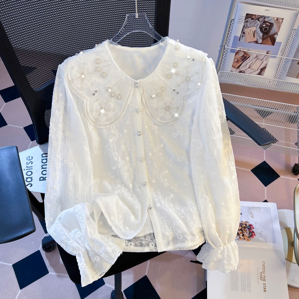 Doll collar tops spring shirt for women
