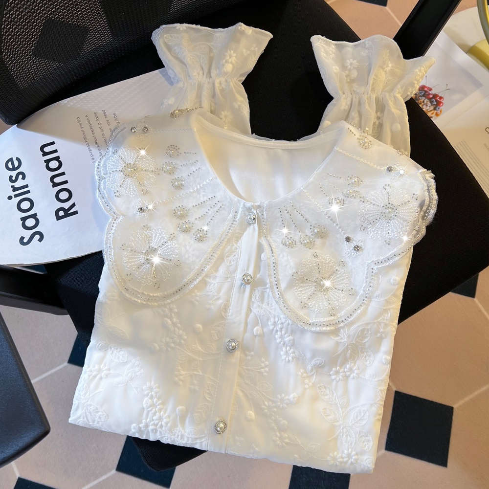 Doll collar tops spring shirt for women