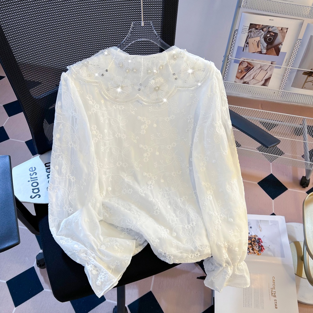 Doll collar tops spring shirt for women