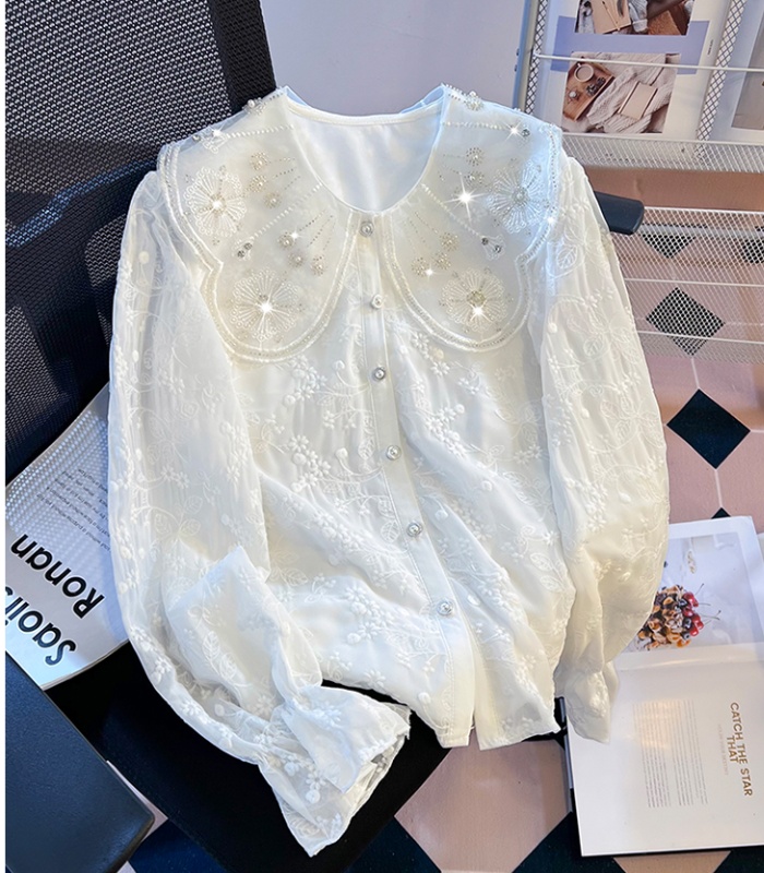 Doll collar tops spring shirt for women