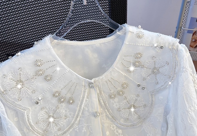 Doll collar tops spring shirt for women