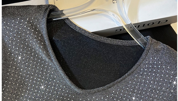 Rhinestone V-neck T-shirt long sleeve tops for women