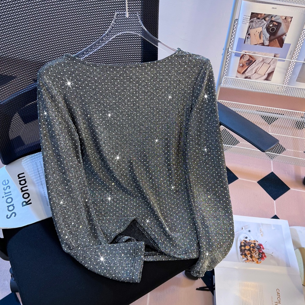 Spring U-neck tops long sleeve unique T-shirt