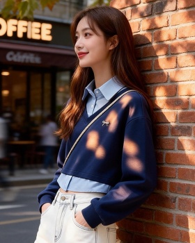 Unique Pseudo-two fashion spring hoodie for women