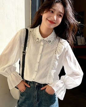 White rhinestone spring shirt