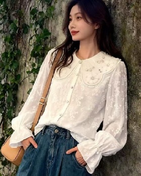 Spring long sleeve shirt doll collar tops for women
