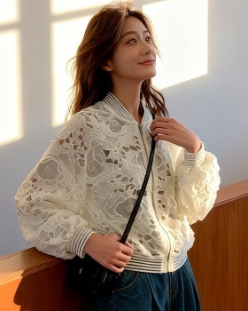 Korean style crochet short tops spring hollow cardigan