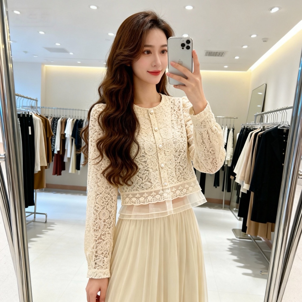 Spicegirl spring lace coat short hollow cardigan