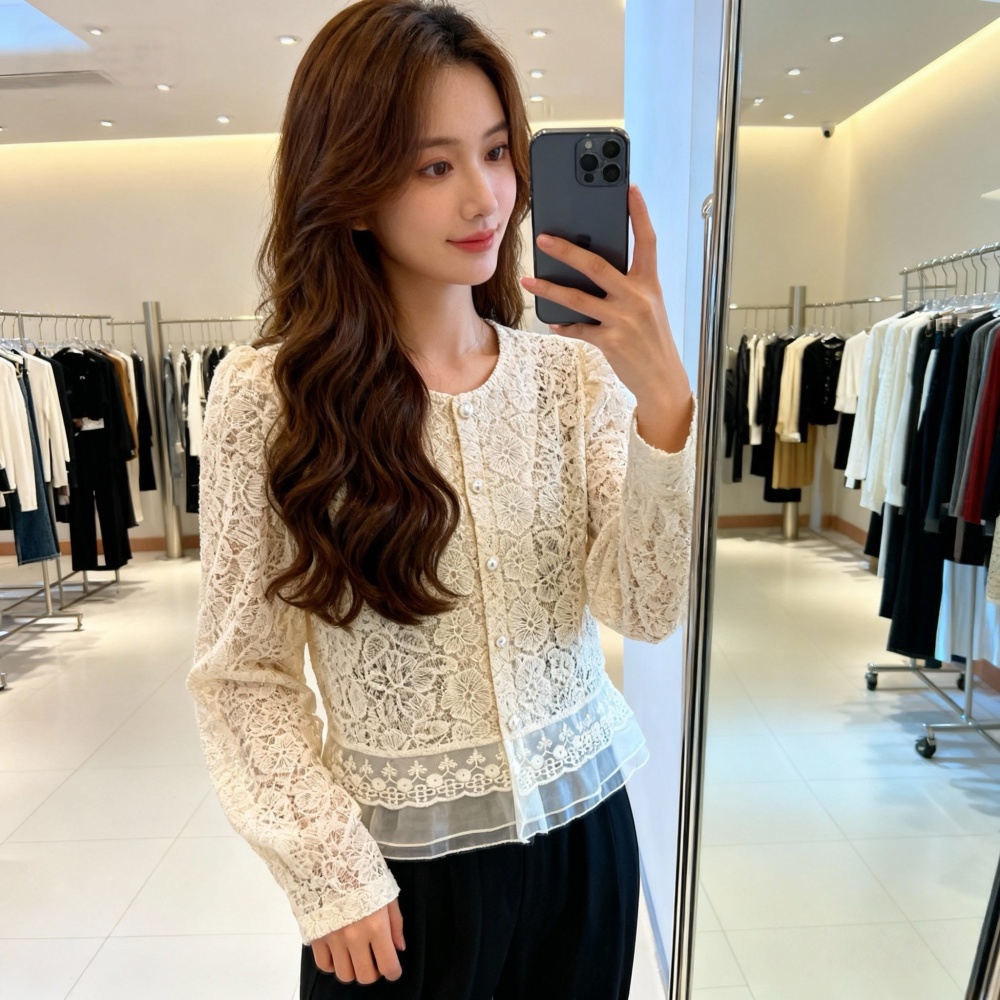 Spicegirl spring lace coat short hollow cardigan