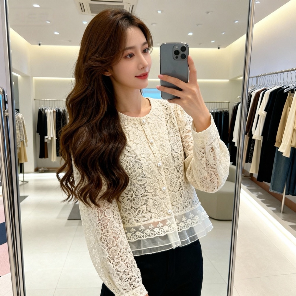 Spicegirl spring lace coat short hollow cardigan