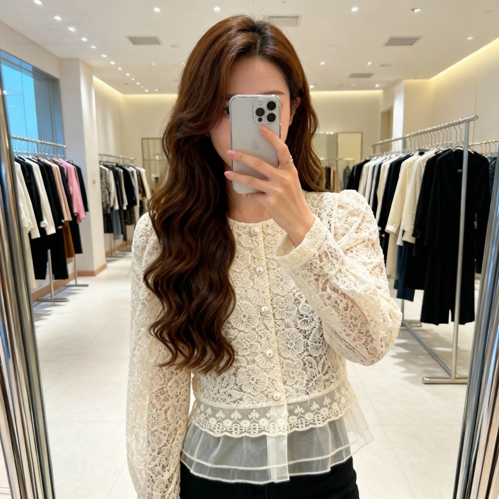 Spicegirl spring lace coat short hollow cardigan