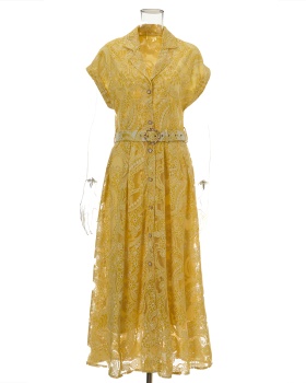 Lace breasted business suit elegant embroidered flowers dress