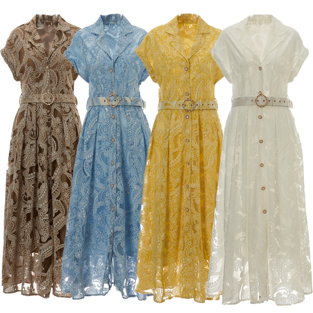 Lace breasted business suit elegant embroidered flowers dress