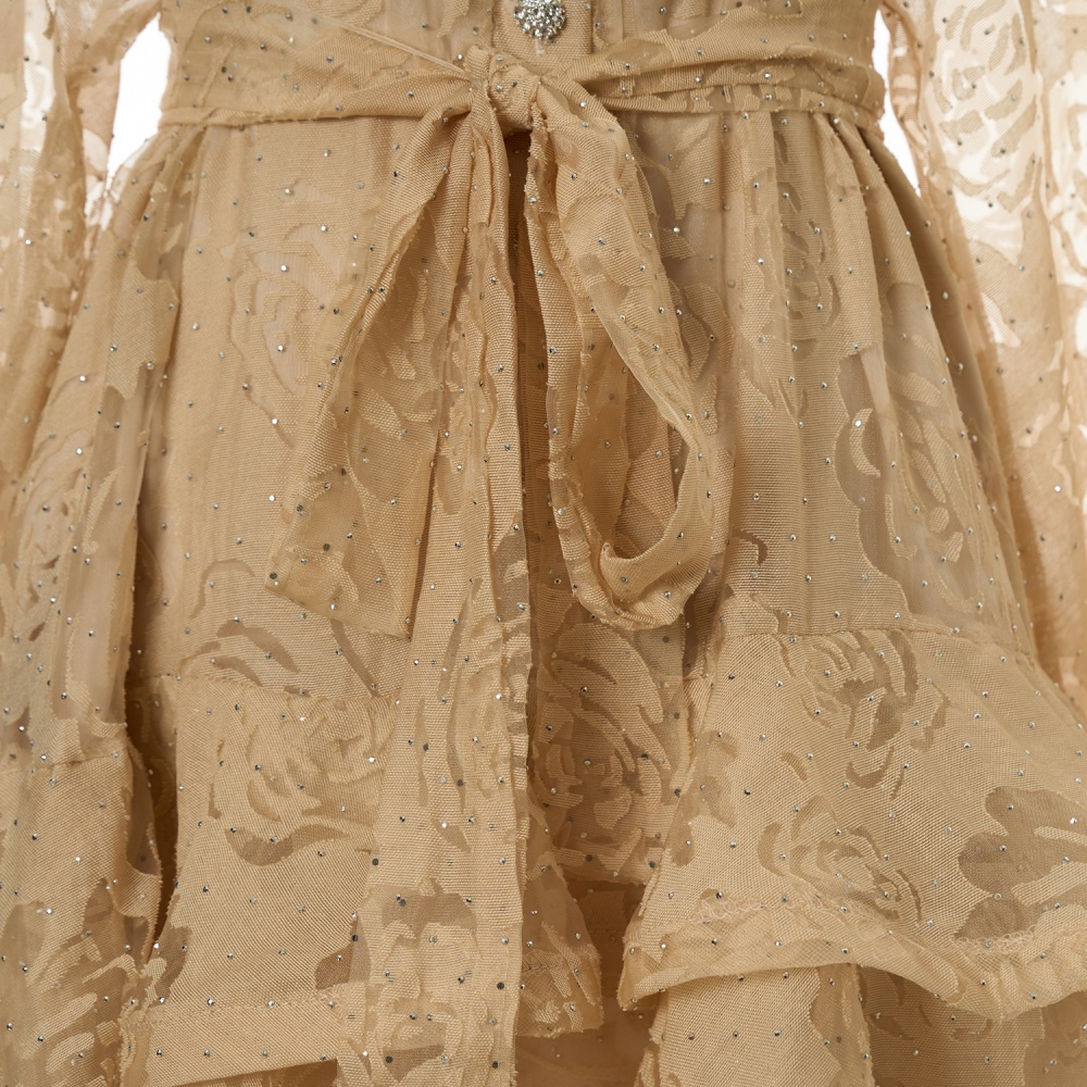 Retro dress lotus leaf edges long dress