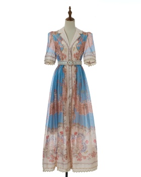 Temperament single-breasted long elegant autumn dress