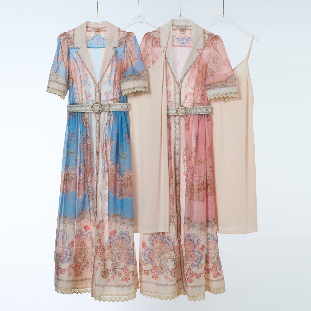 Temperament single-breasted long elegant autumn dress