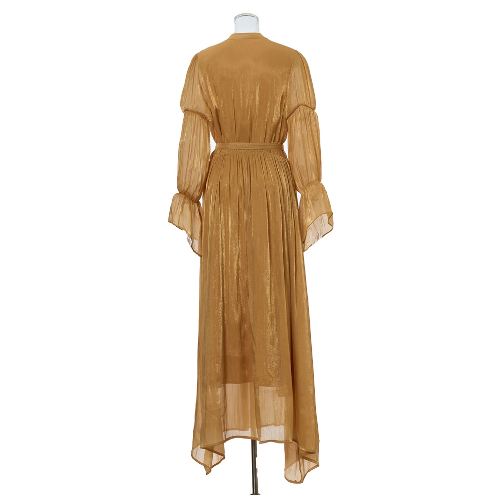 V-neck fashion long dress trumpet sleeves temperament dress