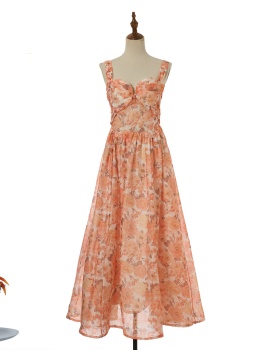 Silk linen sling vacation dress