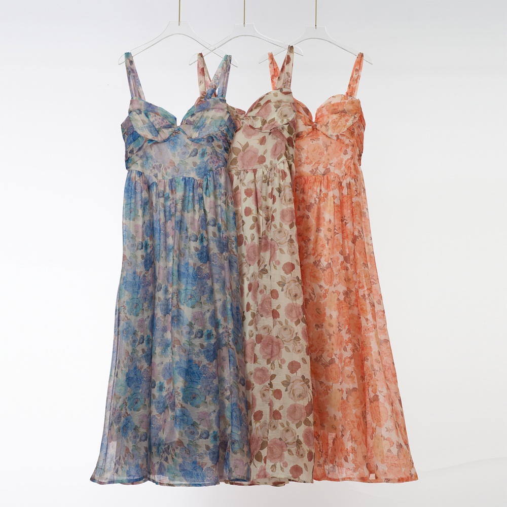 Silk linen sling vacation dress