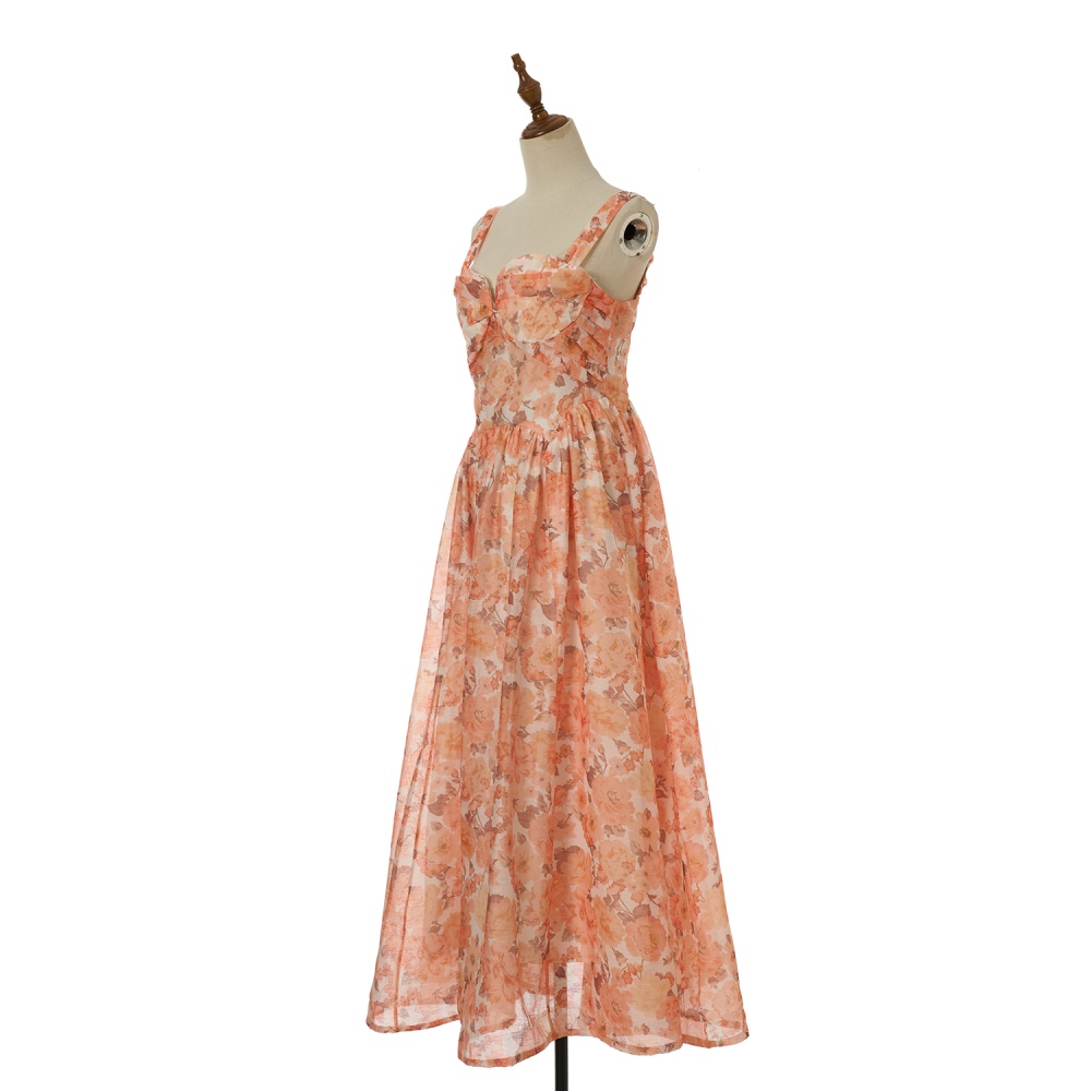 Silk linen sling vacation dress