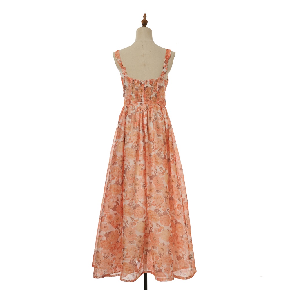 Silk linen sling vacation dress