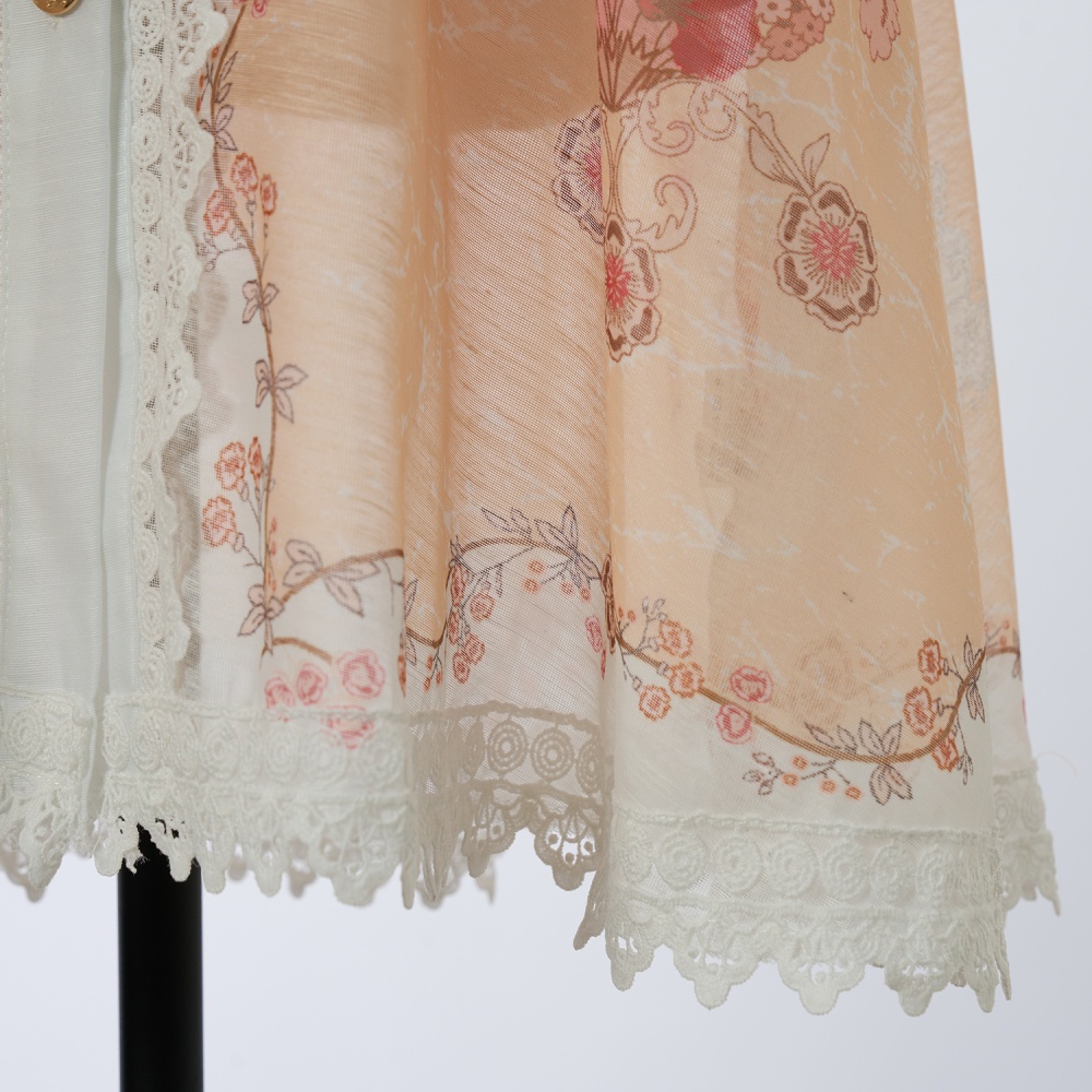 Long sleeve ladies waist chains splice lace shirt