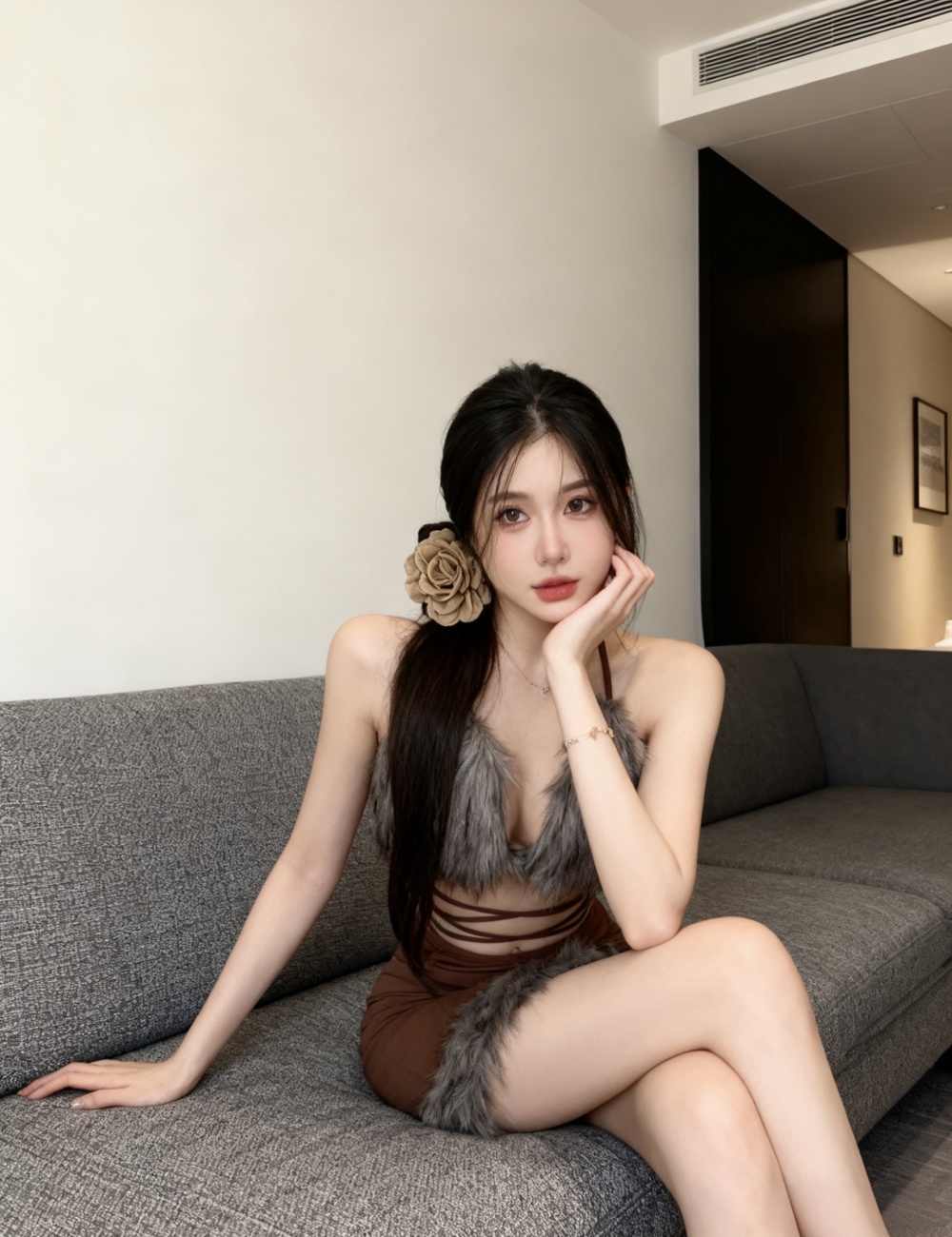 Bandage elmo tops sexy package hip skirt 2pcs set for women