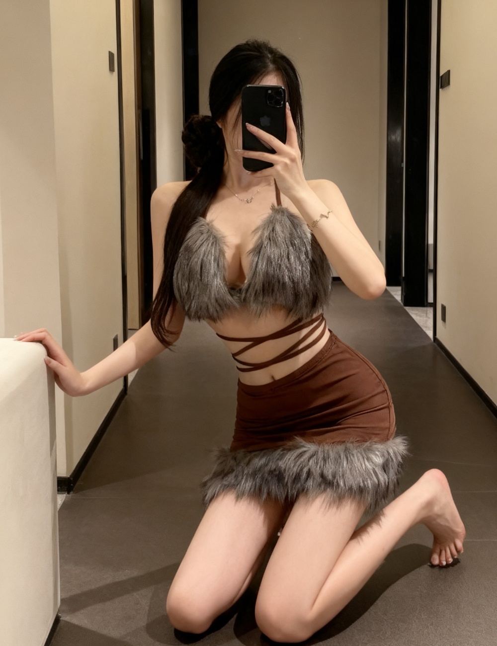 Bandage elmo tops sexy package hip skirt 2pcs set for women