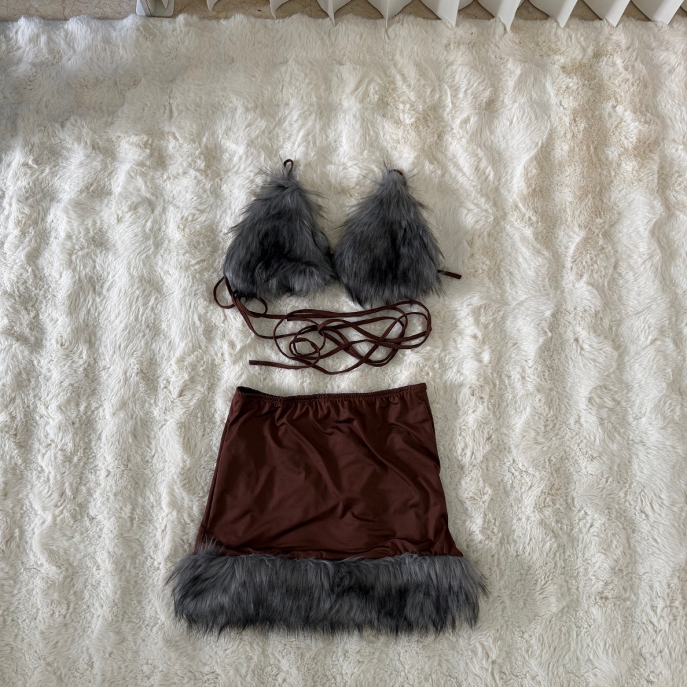 Bandage elmo tops sexy package hip skirt 2pcs set for women