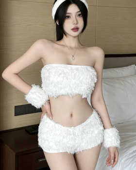 Fashion spicegirl wrapped chest elmo white shorts a set