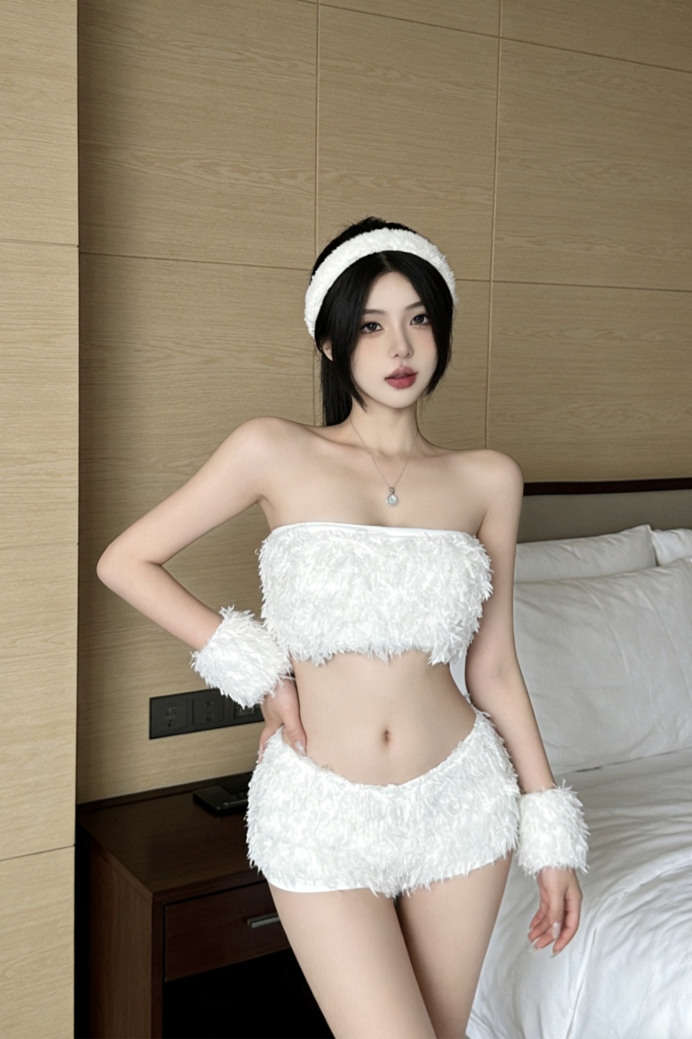 Fashion spicegirl wrapped chest elmo white shorts a set