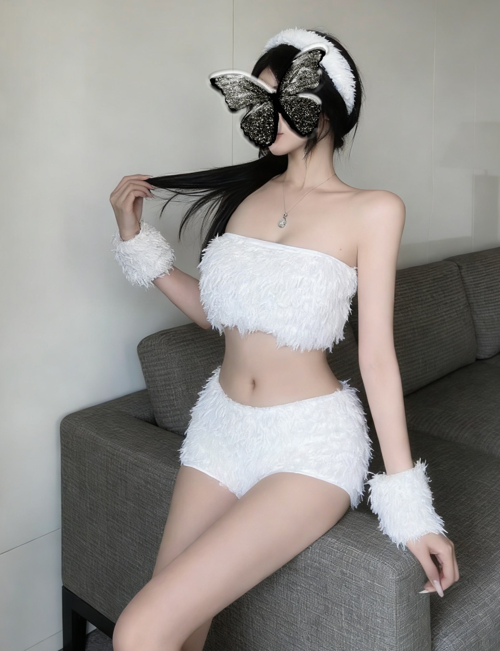 Fashion spicegirl wrapped chest elmo white shorts a set