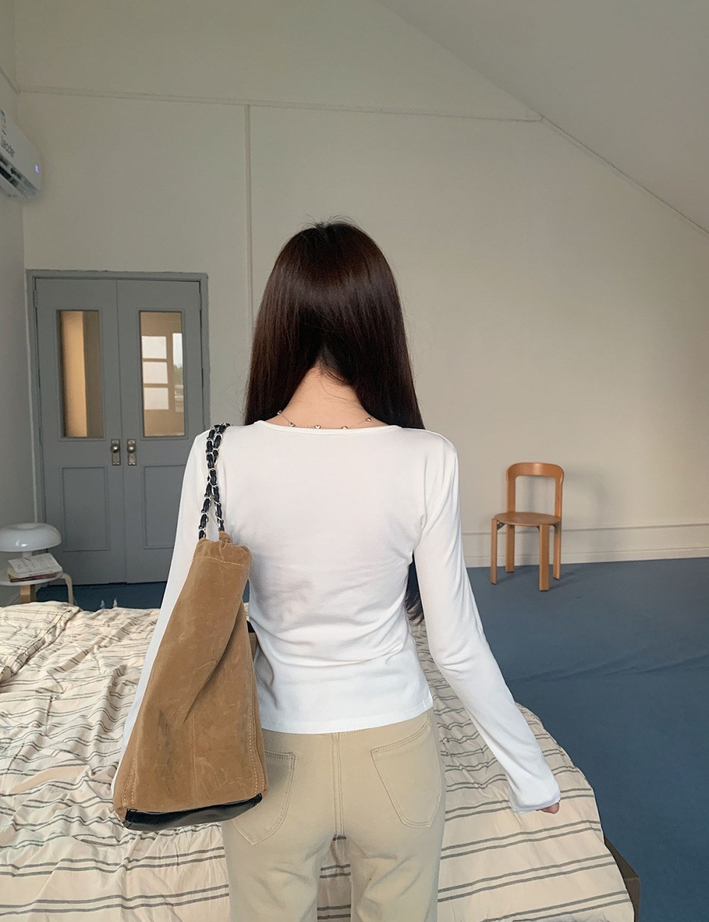 Screw thread inside the ride bottoming shirt slim tops