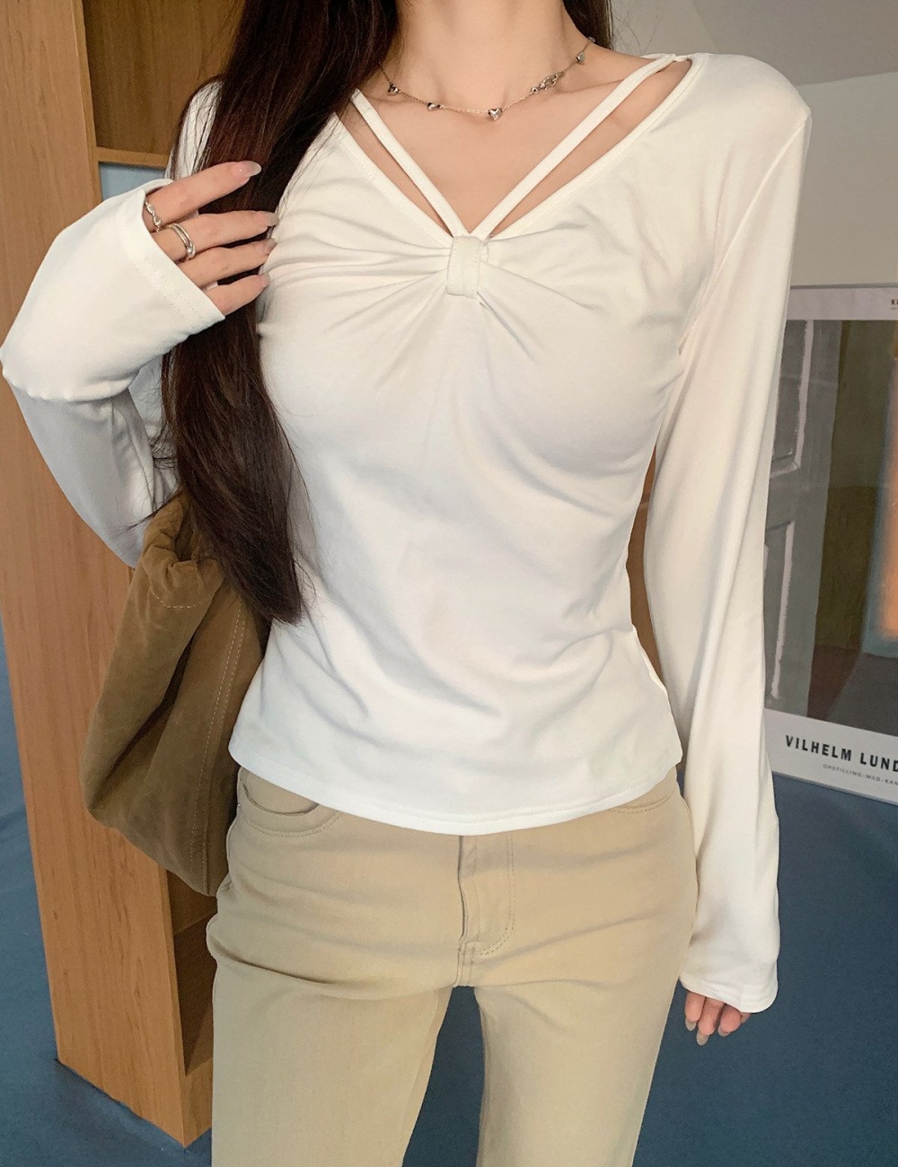 Screw thread inside the ride bottoming shirt slim tops