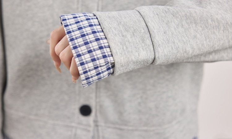 Round neck spring shirts plaid loose coat for women