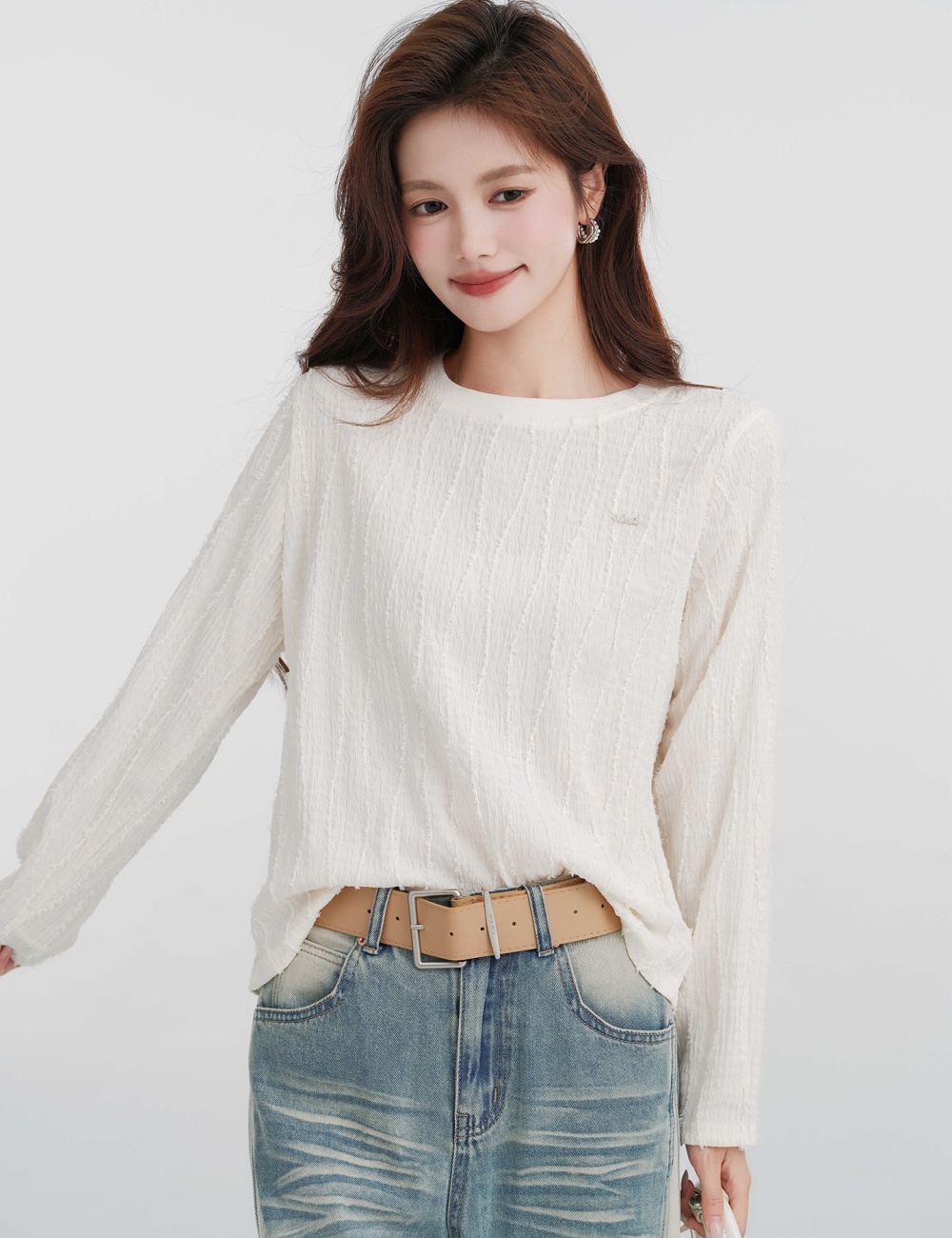 Casual loose tops round neck T-shirt for women