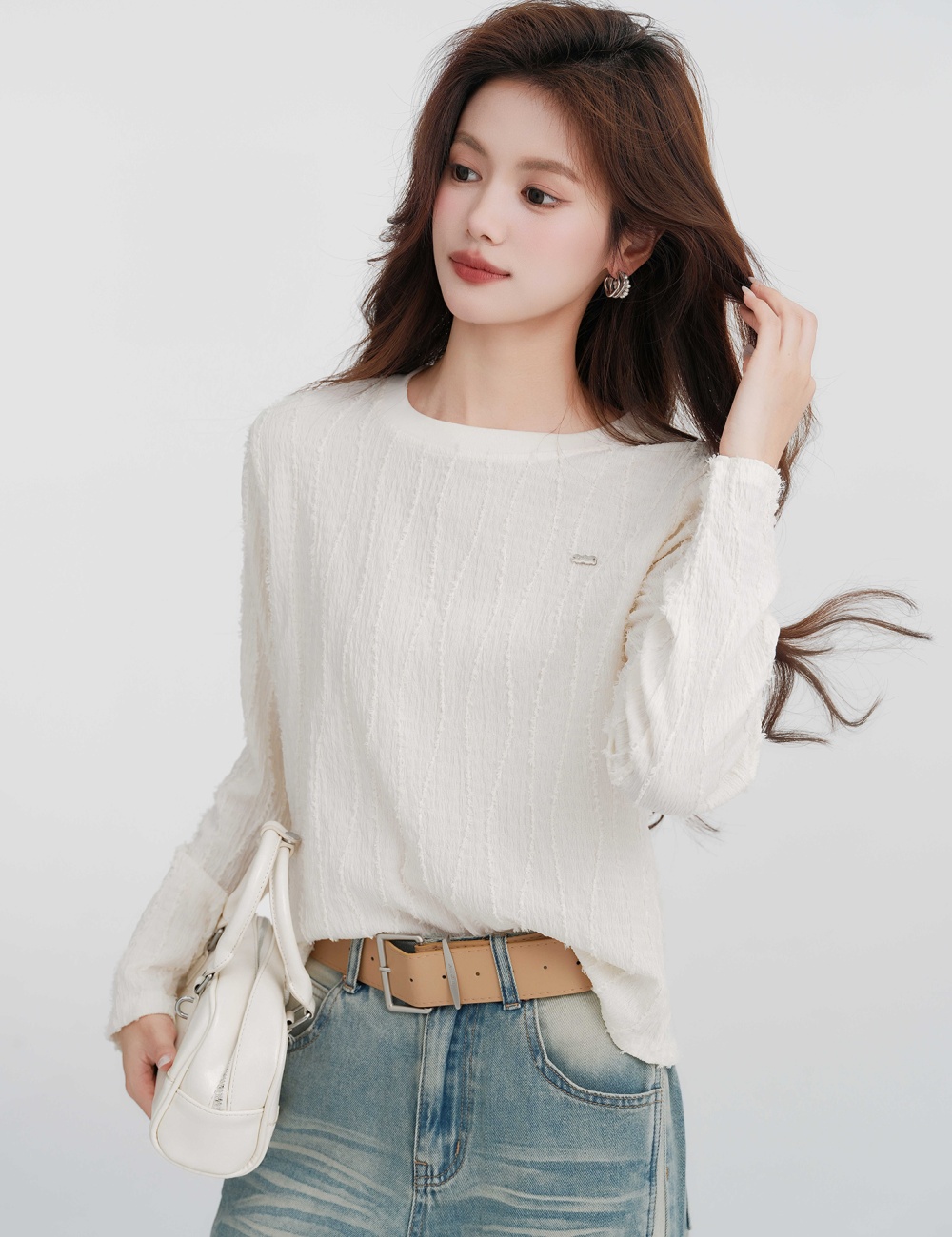 Casual loose tops round neck T-shirt for women