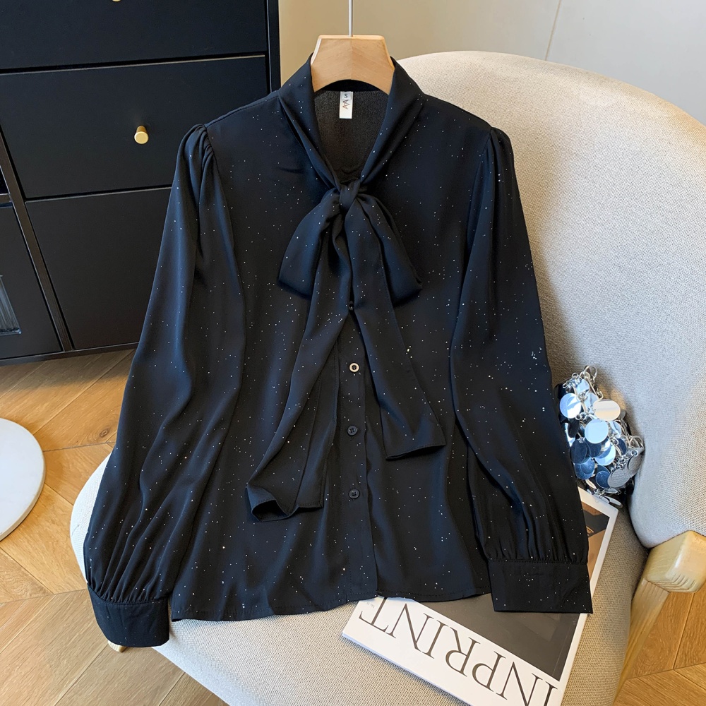 Bow streamer collar chiffon shirt France style shirt