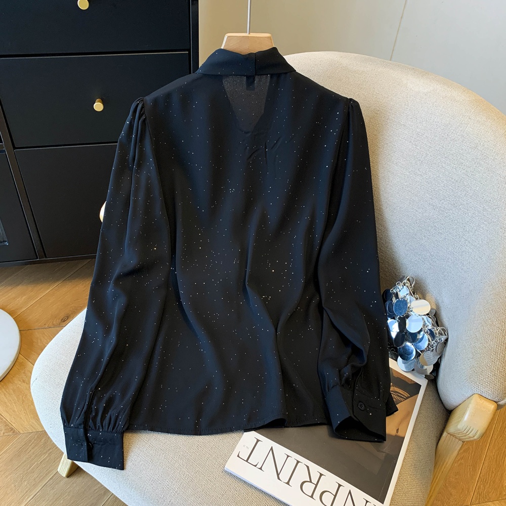 Bow streamer collar chiffon shirt France style shirt