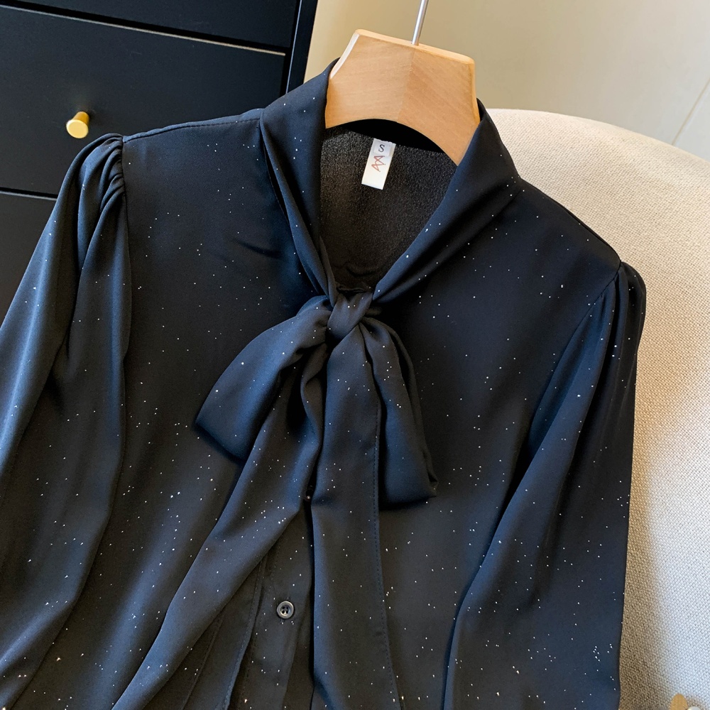 Bow streamer collar chiffon shirt France style shirt