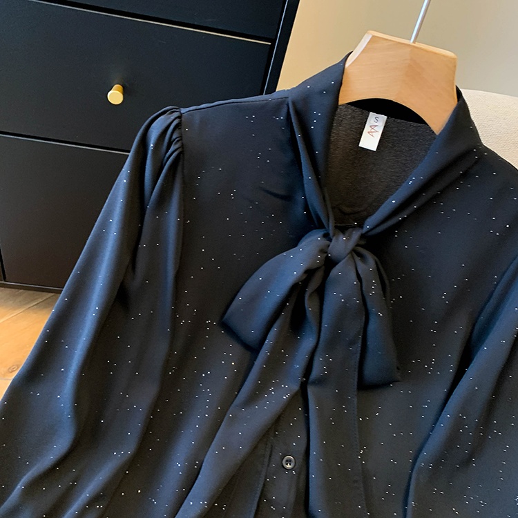 Bow streamer collar chiffon shirt France style shirt