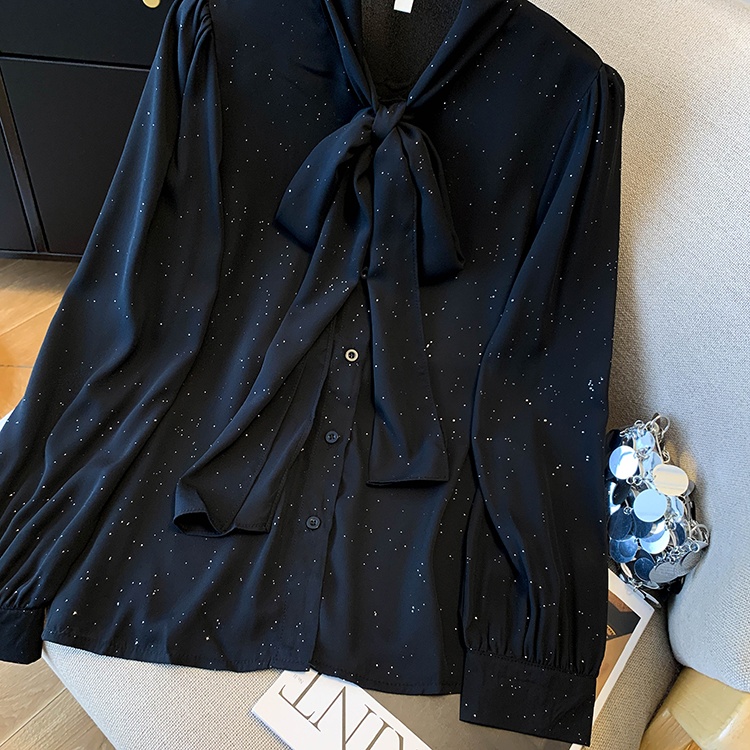 Bow streamer collar chiffon shirt France style shirt