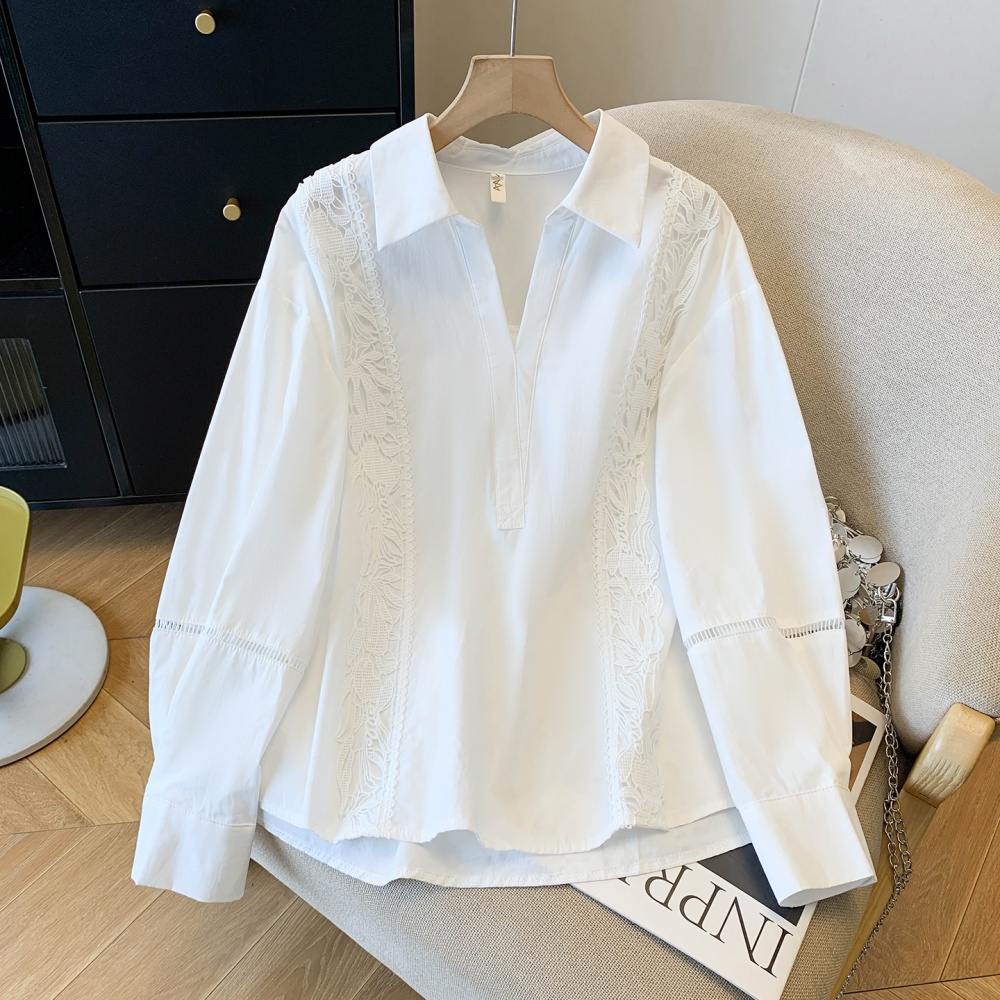 Commuting France style tops V-neck Casual shirt